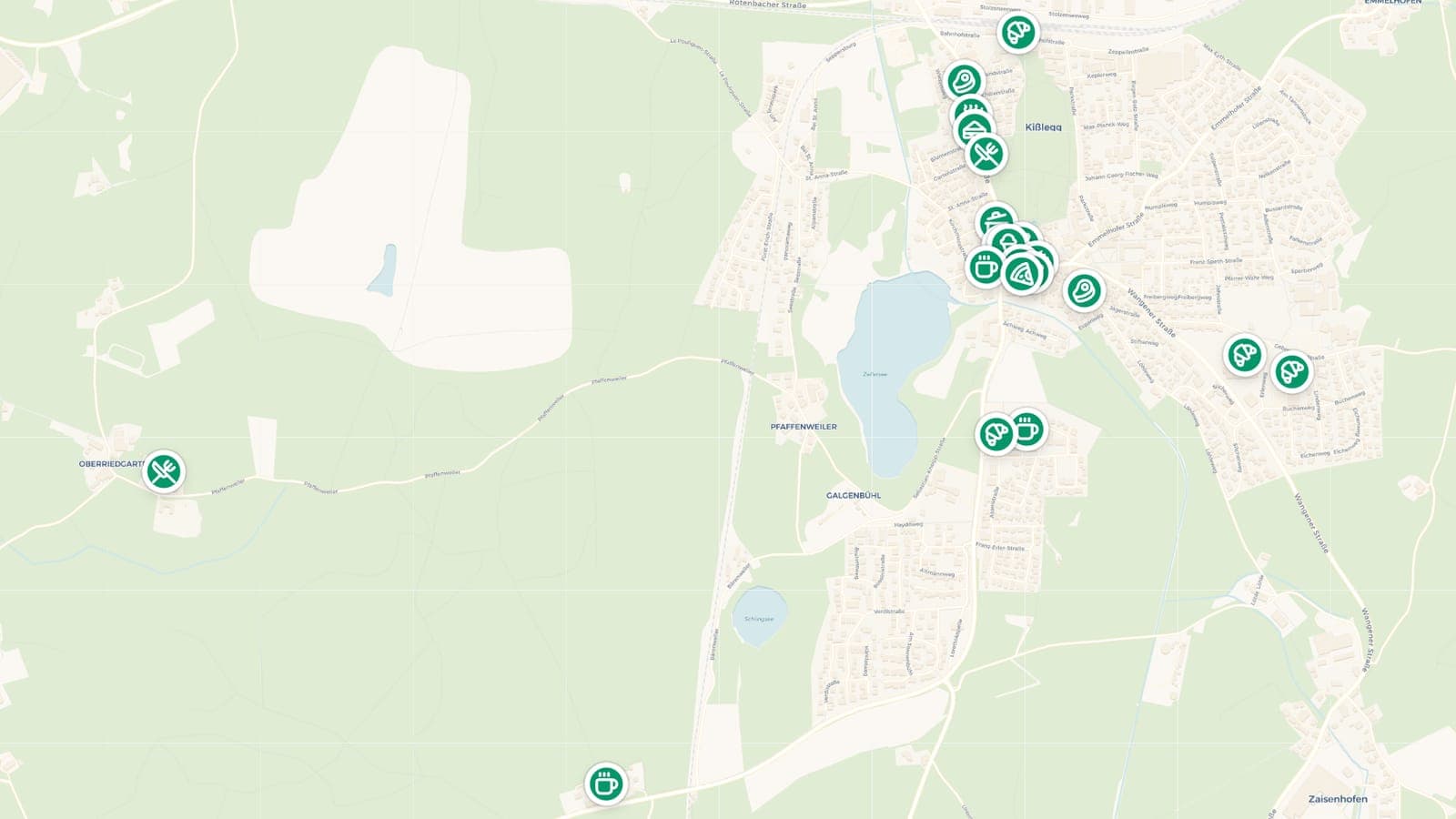 Karte der Restaurants in Kißlegg